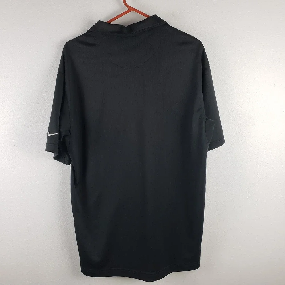 Nike Men's XL Classic Athletic Polo Shirt Solid Black‎ White Swoosh Sphere Dry